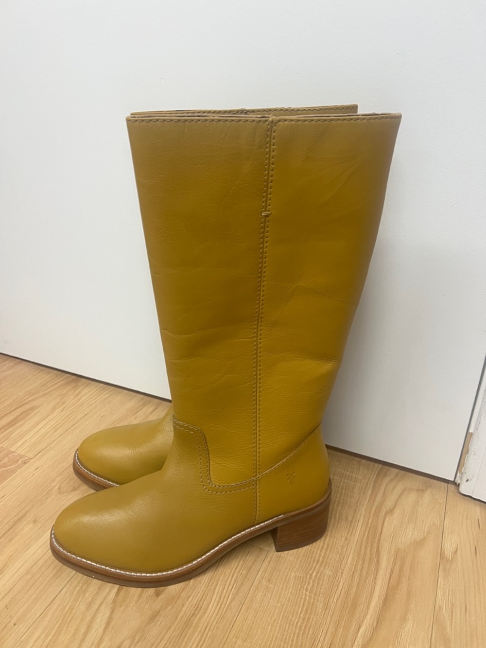 Frye Women's Knee-High Leather Boots in Mustard